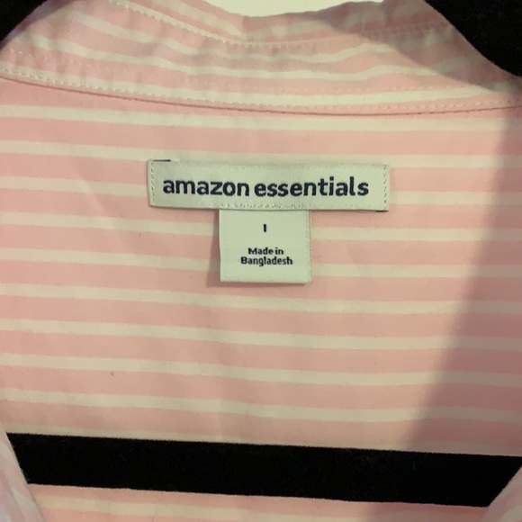 Pink & White button down shirt, Cotton, New, Large - Picture 3 of 4